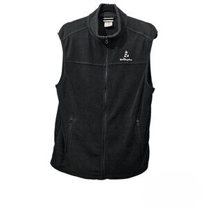 Disney Parks Authentic Full Zip Black Fleece Sleeveless Embroidered Vest